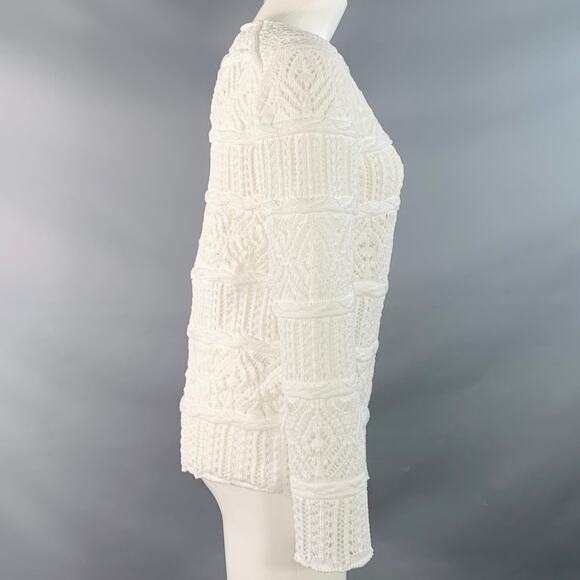 COMME des GARCONS 2022 Size S White Textured Knit Polyester Crew Neck Sweater - Picture 2 of 7